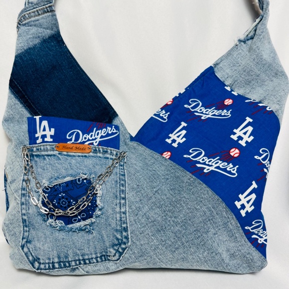 Dodgers baseball denim purse bag tote purse - Picture 2 of 2